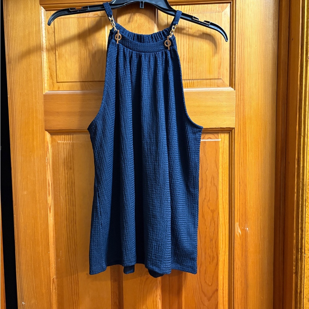 Michael Kors Navy Blue Tank Top with Gold Accents